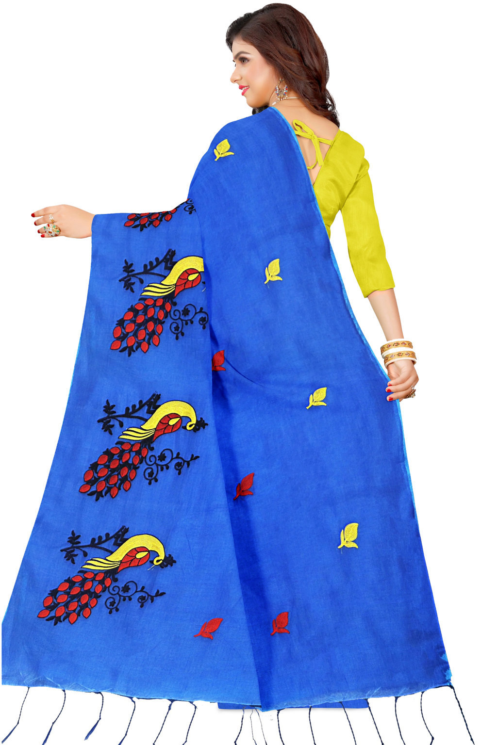 Blue Blended Cotton Mayuri Hand Hand Loom Saree (1113)